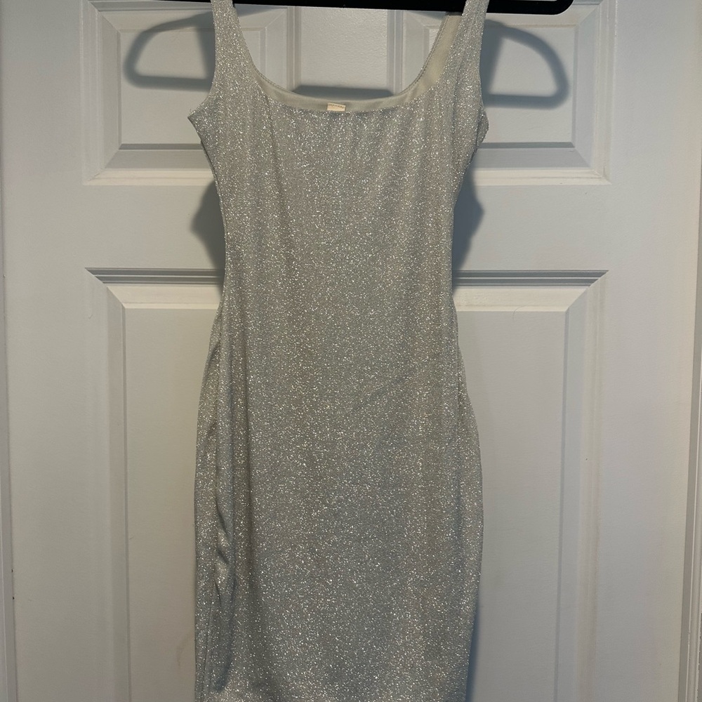 Silver Glitter Mini Dress